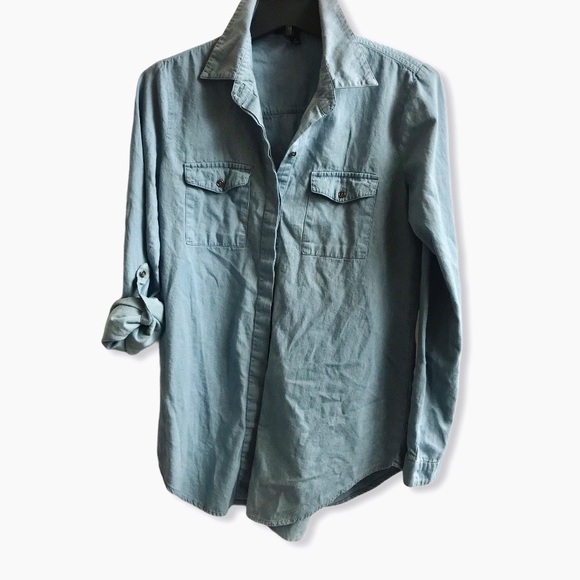 Active USA Button down chambray tunic size small - Picture 3 of 6